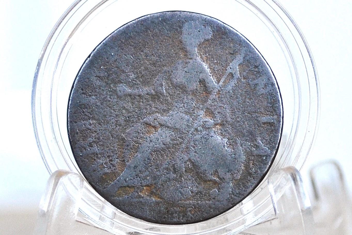 1775 UK Halfpenny - Faded Details - 1775 Great Britain 1/2 Penny - Copper Half Penny 1775