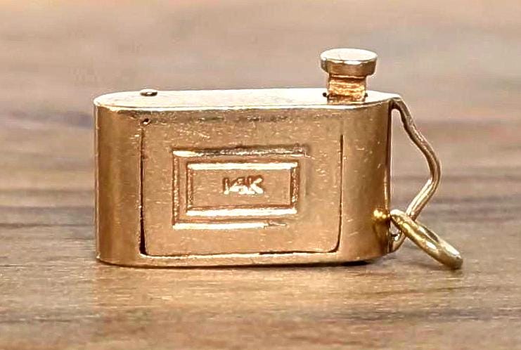 Vintage 14K Gold Camera Moveable Lens Charm - Stamped 14K - Gold Charm - Yellow Gold Charm - Moveable Charms