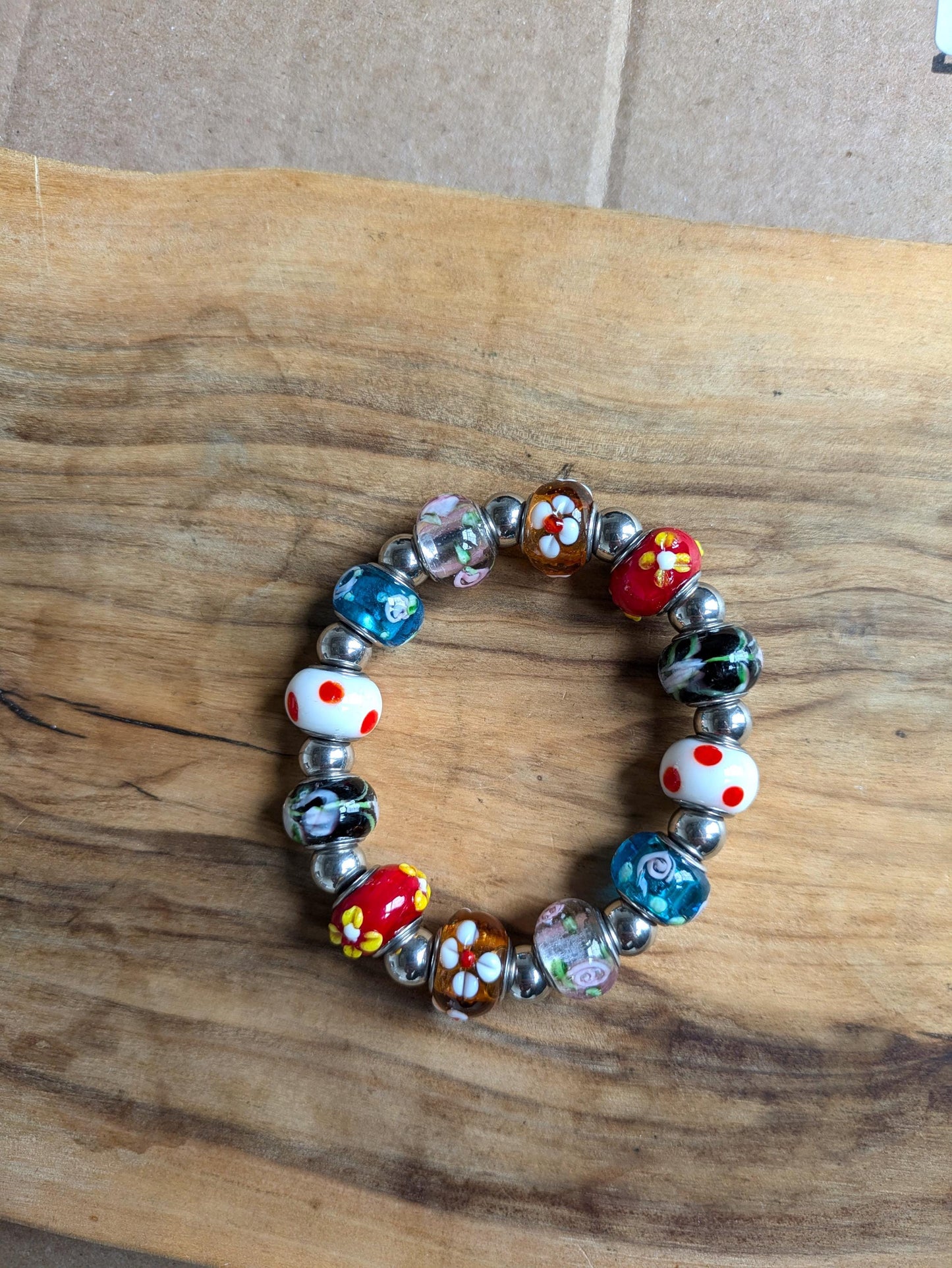 Symmetrical Angela Moore Stainless Steel Murano Glass Bracelet - Murano Glass Bracelet - Angela Moore Murano Glass Bracelet