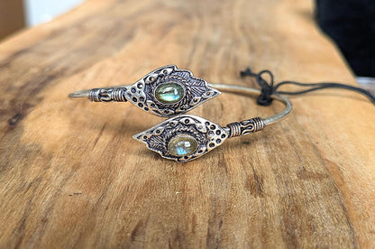 Stunning Tanvi Collection by Anju Silver Plated Labradorite Bracelet - Labradorite Silver Plated Bracelet - Tanvi by Anju