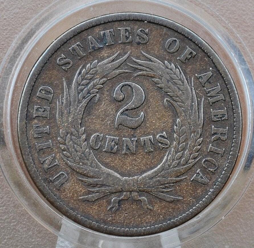 1869 Two Cent US Coin - VG-F (Very Good to Fine) Grade / Condition - Civil War Era - 2 Cent Piece 1869 - Two Cent Coins