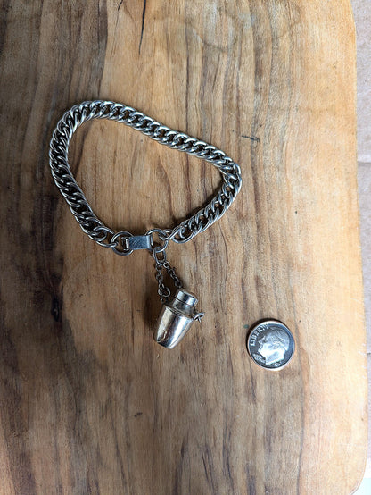 Antique 1940-1950s Silver Tone Chunky Perfume Urn Bracelet - Chunky Chain Bracelet - Perfume Urn Chain Bracelet - 18 mm