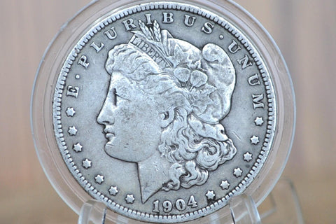 1904-S Morgan Silver Dollar - Fine Details, Cleaned - 1904 S Morgan Dollar - 1904 S Mint Silver Dollar - Better Date!