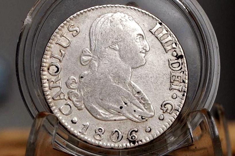 1806 Spanish 2 Reales, Silver - Great Detail - 1806 Spanish Silver Colonial Era Coin, Awesome Pirate Coin