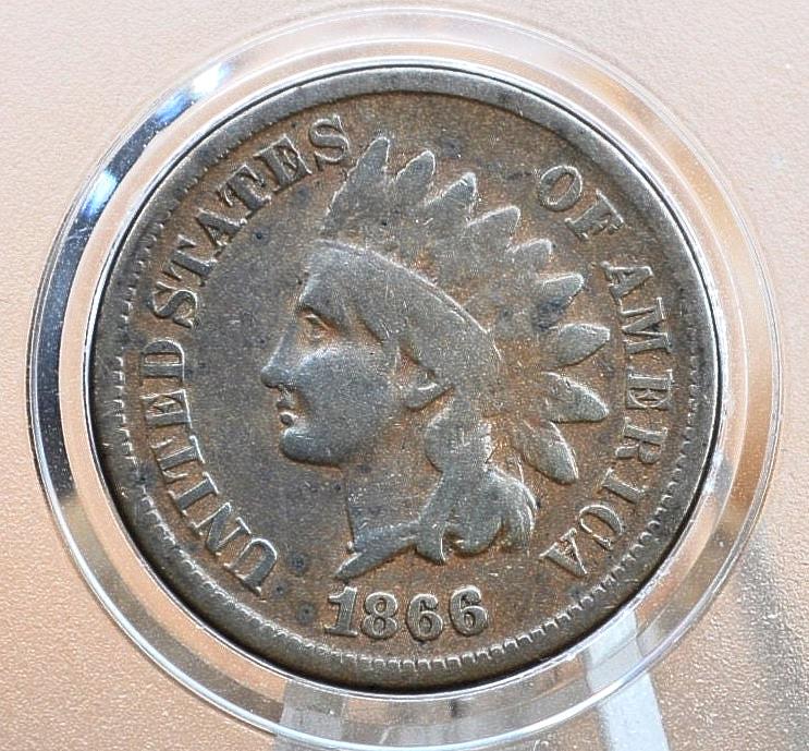 1866 Indian Head Penny - Choose by Grade / Condition - Key Date - Indian Head Cent 1866 US One Cent - Tougher Date to Find