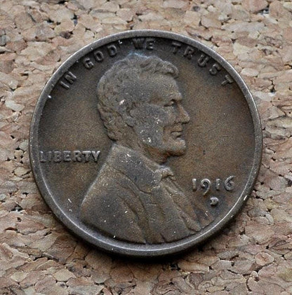 1916-D Wheat Penny - Denver Mint - World War I Era Coin - 1916 D Wheat Ear Cent
