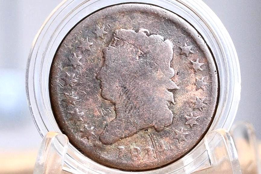1814 Capped Bust Large Cent - G-VG (Good/Very) Details - Great Type Coin - US Large Cent 1814 One Cent US - Great Type Coin