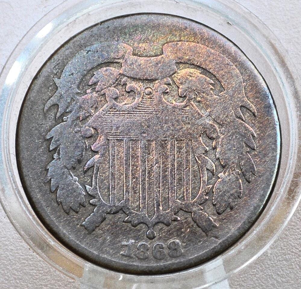 1868 Two Cent Us Coin - G-Xf (Good To Extreemly Fine) Grade / Condition - Civil War Era Coin - 1868 Us 2 Cent Coin 1868 Two Cent Piece