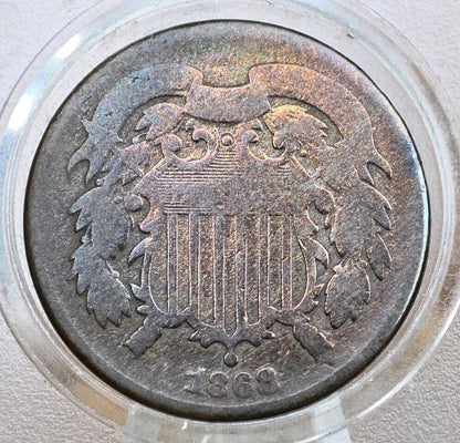 1868 Two Cent Us Coin - G-Xf (Good To Extreemly Fine) Grade / Condition - Civil War Era Coin - 1868 Us 2 Cent Coin 1868 Two Cent Piece