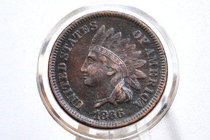 1866 Indian Head Penny - Choose by Grade / Condition - Key Date - Indian Head Cent 1866 US One Cent - Tougher Date to Find