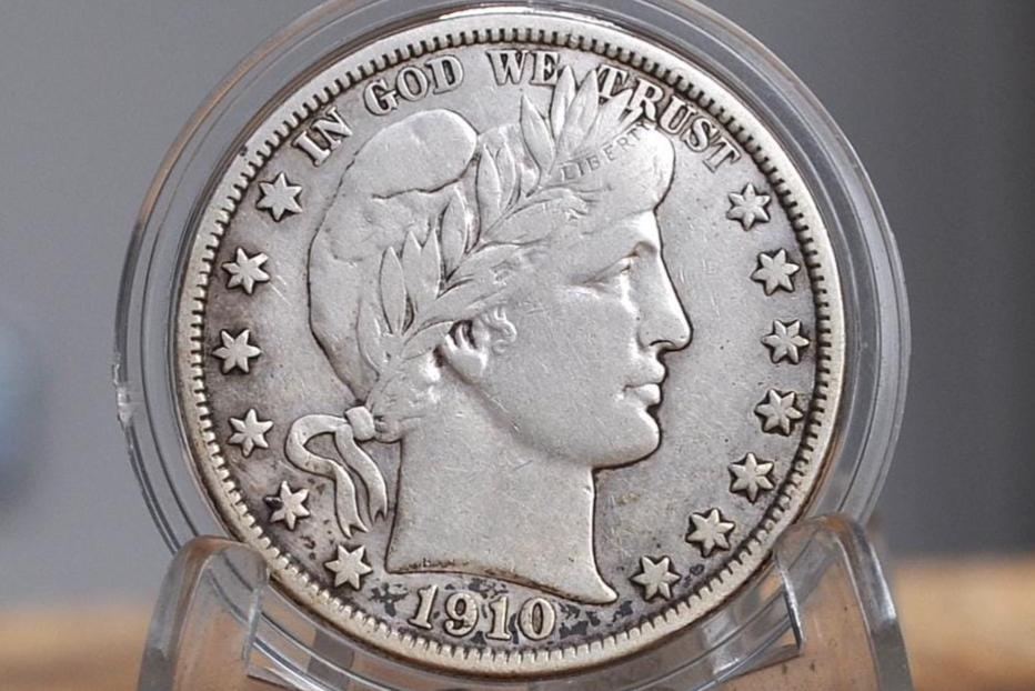 1910-S Barber Silver Half Dollar - VF+, Cleaned - Great Detail - 1910S Half Dollar 1910 S Barber 50 Cent Coin 1910 US