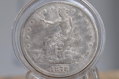 1878-S Trade Dollar - XF (Extremely Fine) Details, Scratches - 1878 S Authentic Us Trade Dollar 1878S - Authentic Silver Us Trade Dollar