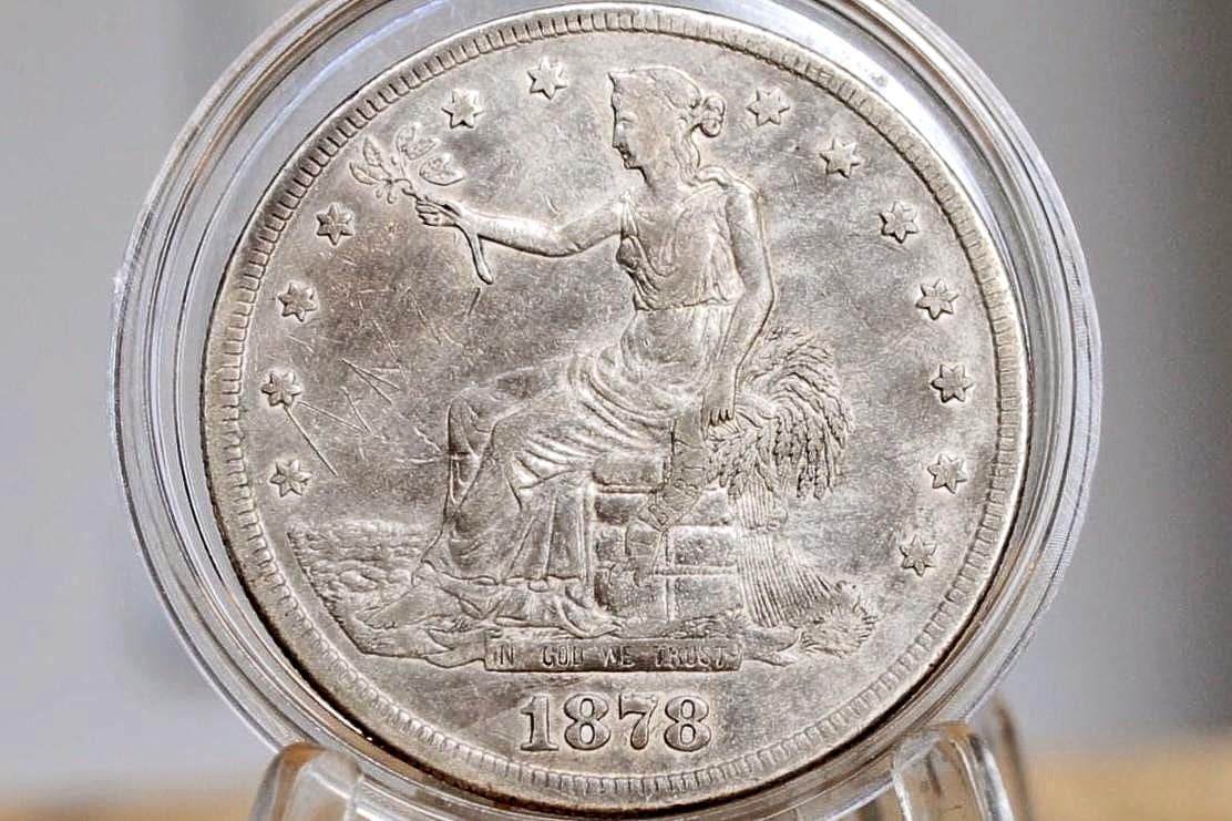 1878-S Trade Dollar - XF (Extremely Fine) Details, Scratches - 1878 S Authentic Us Trade Dollar 1878S - Authentic Silver Us Trade Dollar