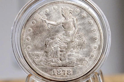 1878-S Trade Dollar - XF (Extremely Fine) Details, Scratches - 1878 S Authentic Us Trade Dollar 1878S - Authentic Silver Us Trade Dollar