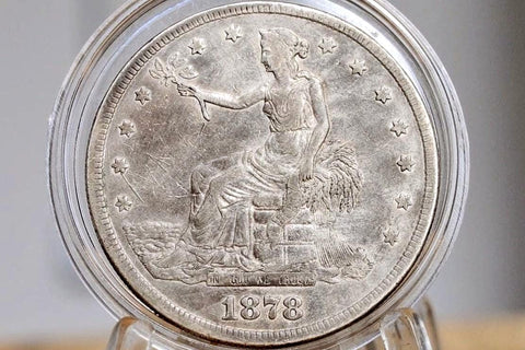 1878-S Trade Dollar - XF (Extremely Fine) Details, Scratches - 1878 S Authentic Us Trade Dollar 1878S - Authentic Silver Us Trade Dollar