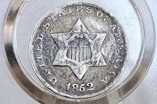1852 Three Cent Silver US Coin - Choose by / Grade / Condition - 1852 3 Cent - Trimes / Silver 3 Cent Pieces - Good Type Coin