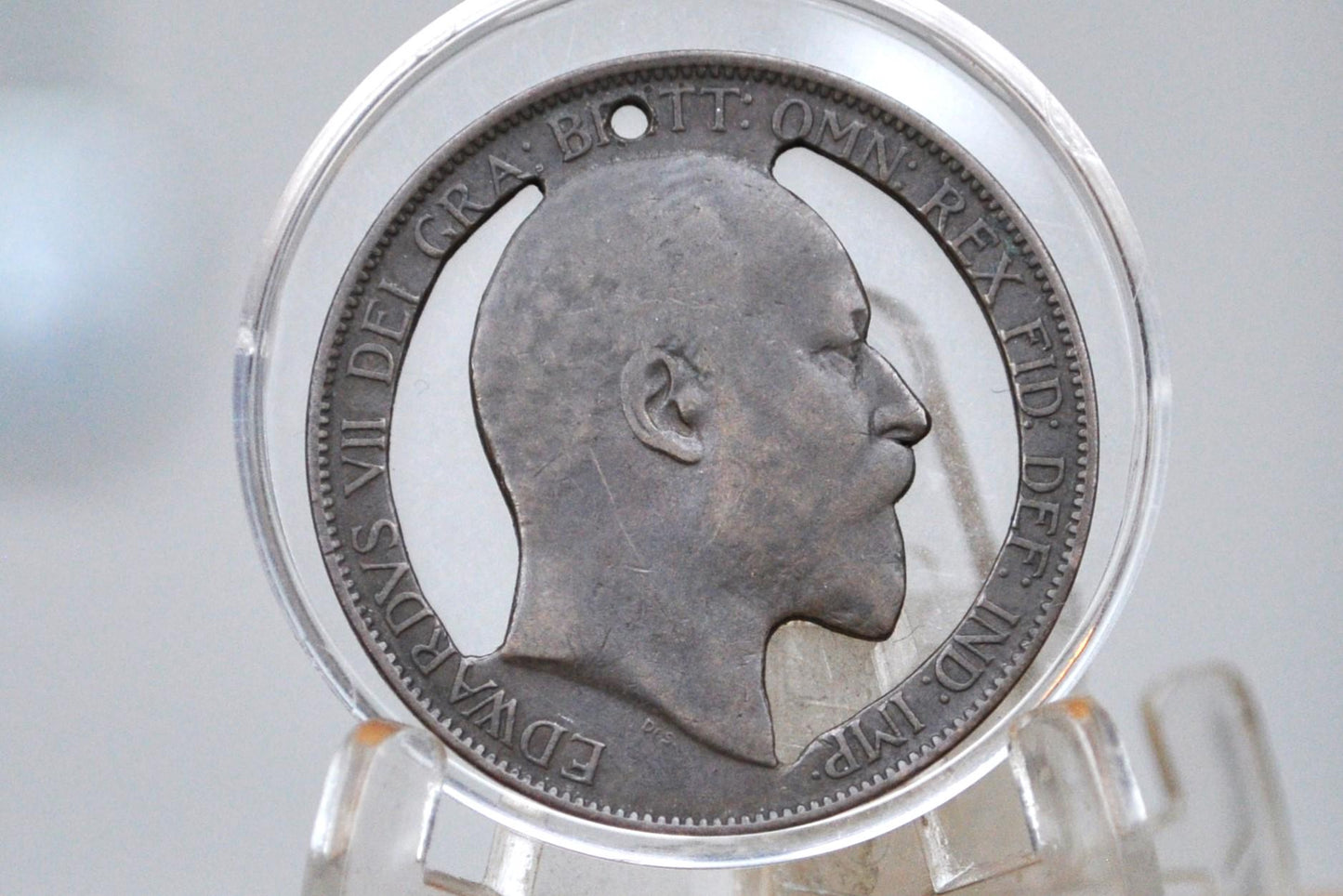 Handcrafted 1906 King Edward One Penny Cutout Token - UK One Penny Cutout - 1906 1 Penny King Edward - King Edward 1 Penny