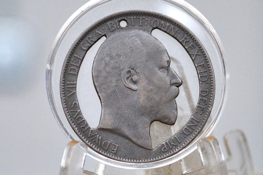 Handcrafted 1906 King Edward One Penny Cutout Token - UK One Penny Cutout - 1906 1 Penny King Edward - King Edward 1 Penny