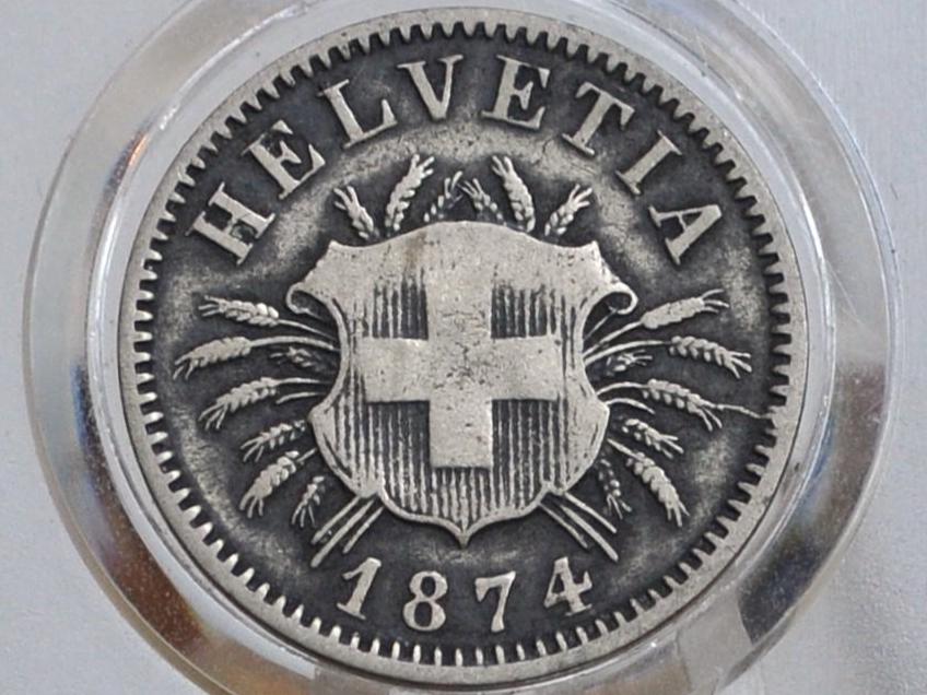 Rarer 1874B Switzerland 5 Rappen - Great Condition - 50% Silver - 1874 B Helvetica 1 Rappen Swiss One Rappen 1874, Great Coin