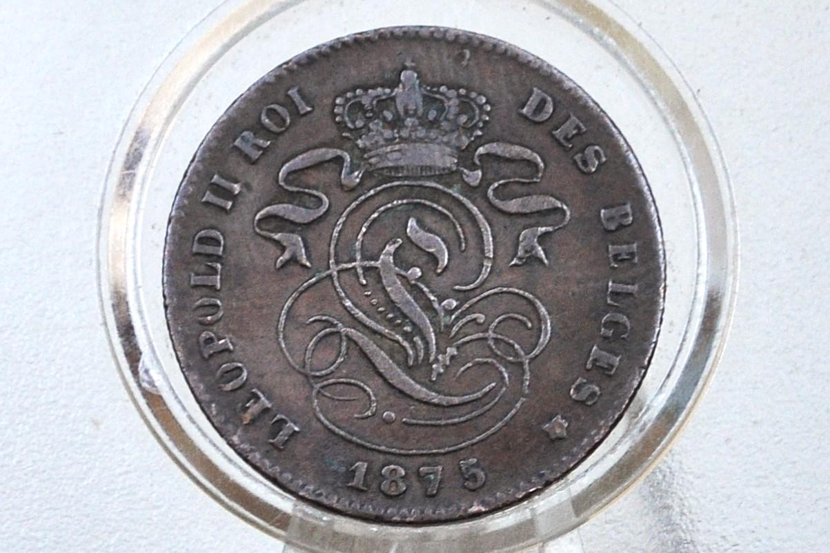 1875 Belgian 5 Centimes - Great Details - Leopold II - 1875 Belgium 2 Cents, Incredible Coin for a collection