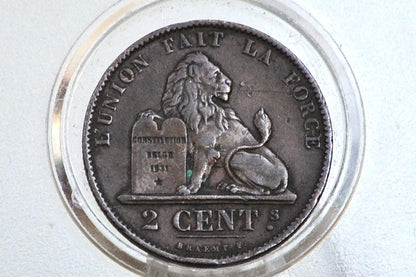1875 Belgian 5 Centimes - Great Details - Leopold II - 1875 Belgium 2 Cents, Incredible Coin for a collection