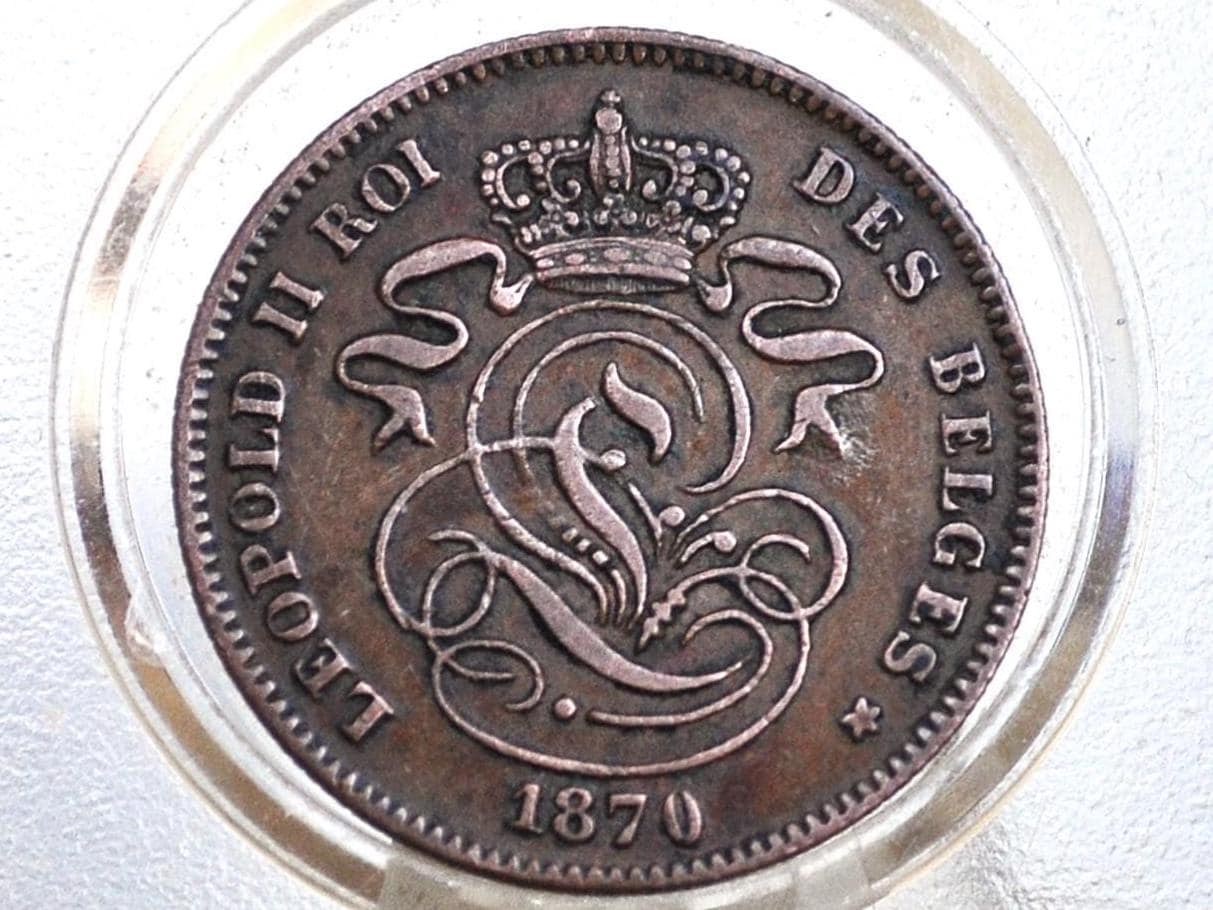 1870 Belgian 5 Centimes - Great Details - Leopold II - 1870 Belgium 2 Cents, Incredible Coin for a collection