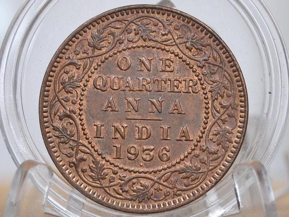 India 1/4 Anna 1936 - XF/AU - 1936 India Quarter Anna - British India One Quarter Anna, High Grade, Great Coin