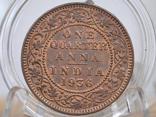 India 1/4 Anna 1936 - XF/AU - 1936 India Quarter Anna - British India One Quarter Anna, High Grade, Great Coin