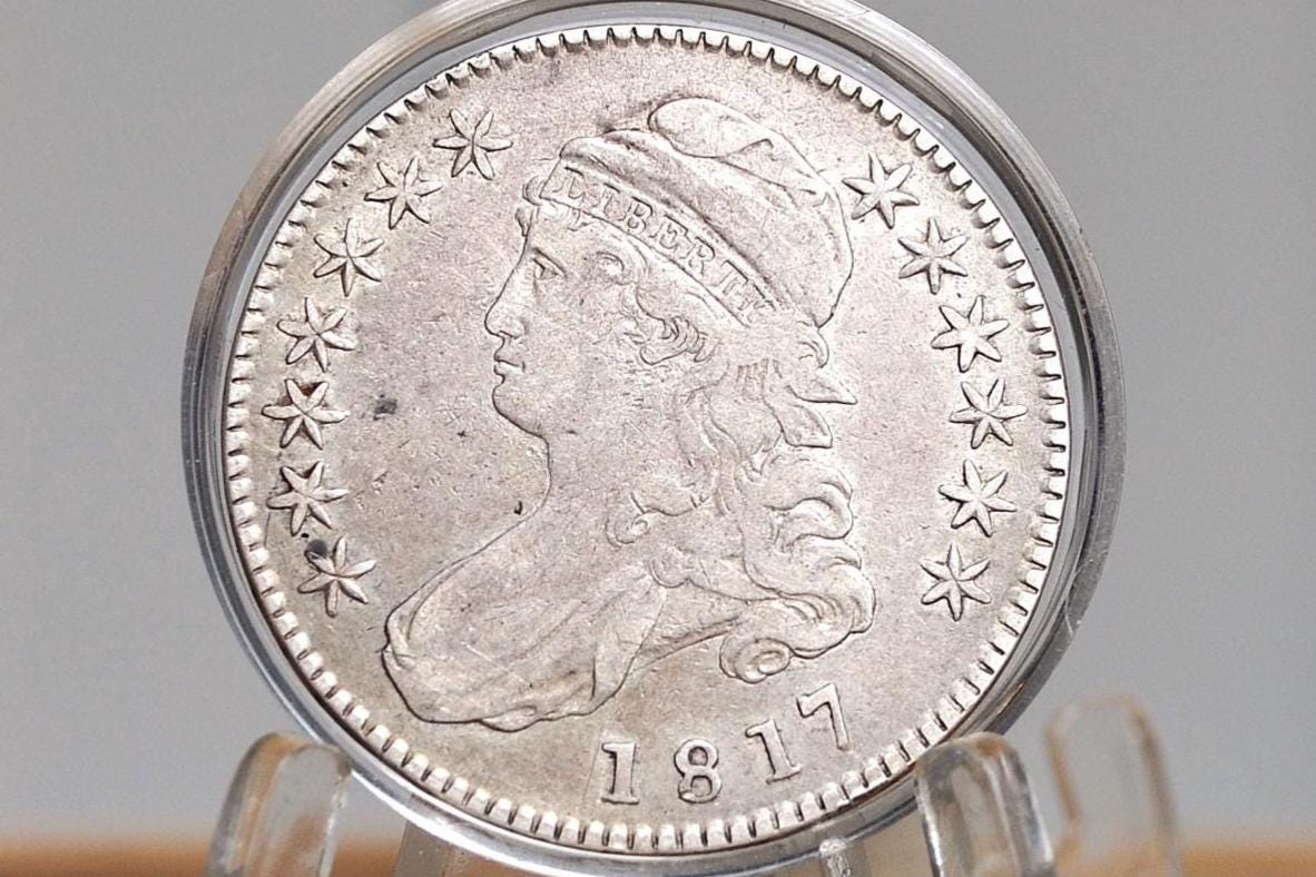1817 Capped Bust Half Dollar - XF - Great Date - 1817 Half Dollar US Half Dollar 1817, Rare Early Half, Low Mintage Date