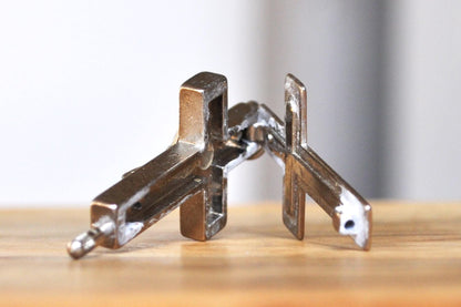 Antique Silver Catacombs of Rome Reliquary Crucifix Charm - Silver Crucifix Charm - Hidden Compartment Medallion - Roman Catacomb Crucifix