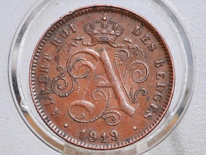 1919 Belgian 2 Centimes - XF/AU Condition - Albert I - 1919 Belgium 2 Cents, Incredible Coin for a collection -
