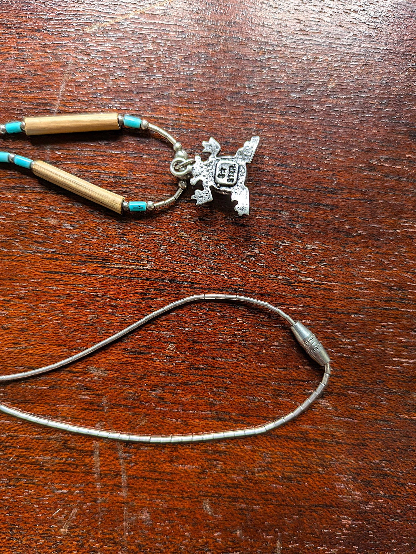 Rare Sterling Silver Turquoise Frog Pendant Necklace - 17 Inches - 5 Star Sterling Turquoise Frog Necklace