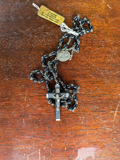 Handcrafted St. Scholastica Priory Black Cocoa Bead Rosary - Nun-Made Black Rosary - St. Scholastica Priory, Petersham, Massachusetts