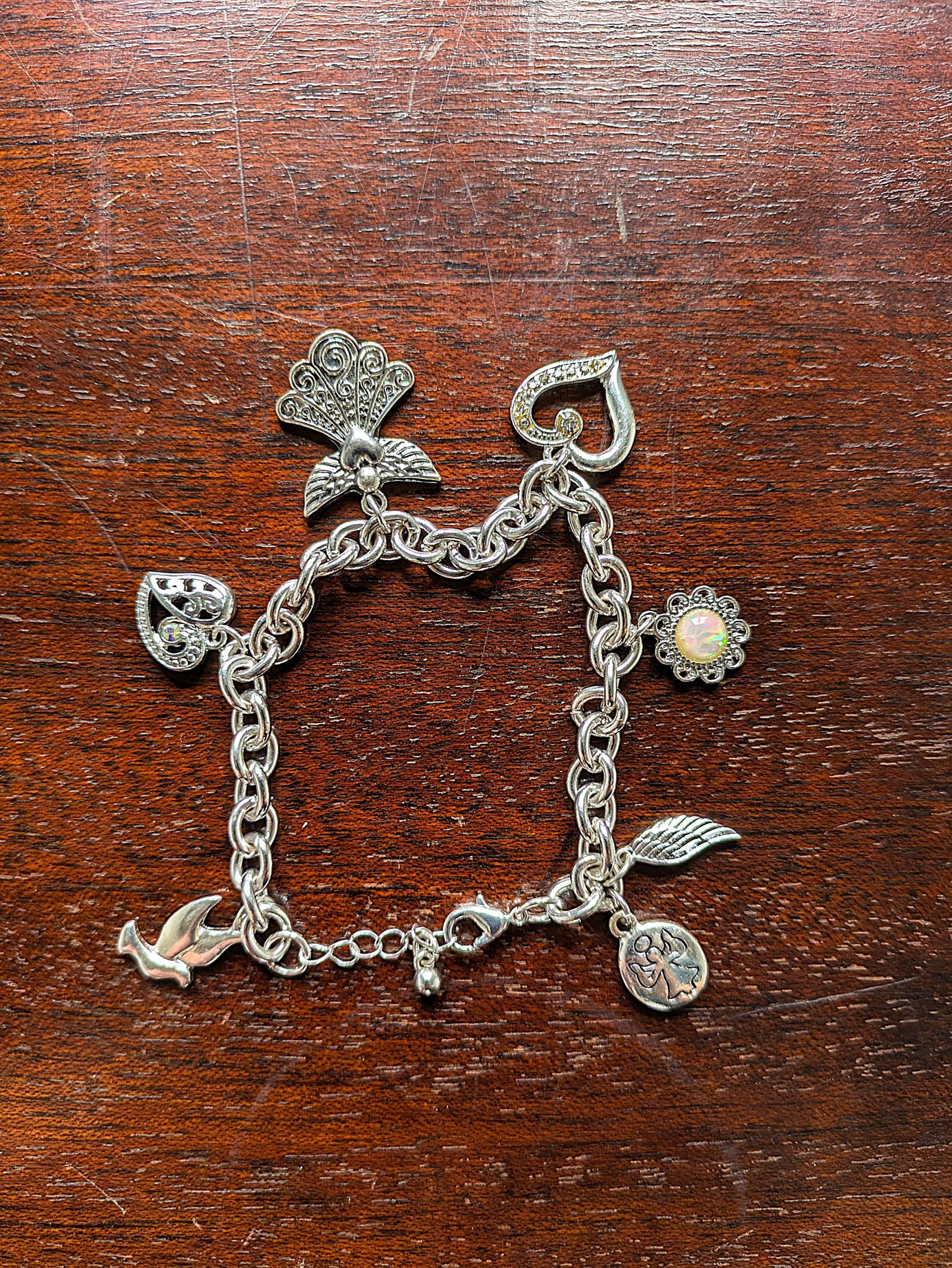 Sparkling Watch Over Me Guardian Angel Style Silver Tone Enamel Bracelet - Religious Silver Tone Enamel Bracelet - Guardian Angel Bracelet