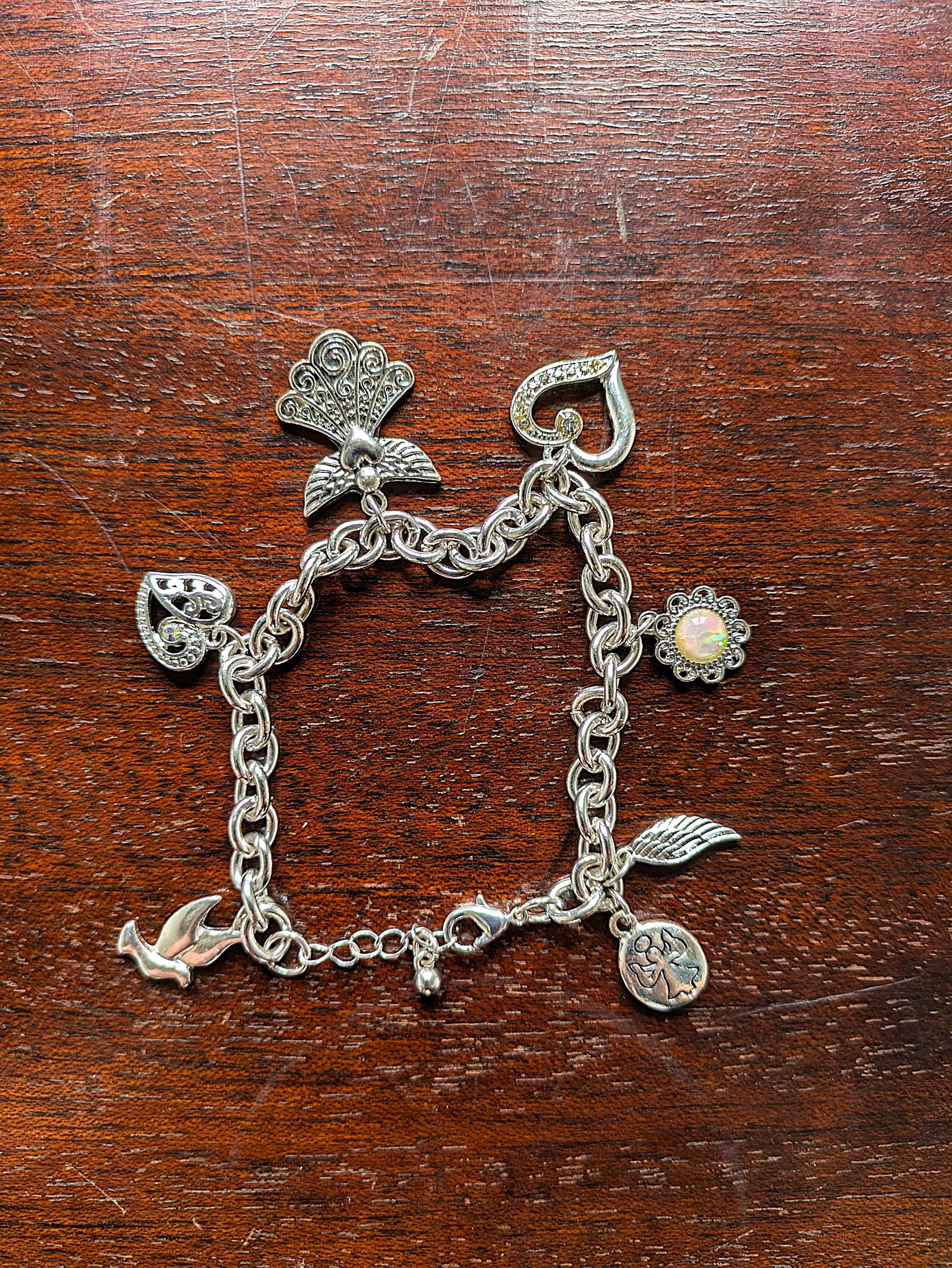 Sparkling Watch Over Me Guardian Angel Style Silver Tone Enamel Bracelet - Religious Silver Tone Enamel Bracelet - Guardian Angel Bracelet