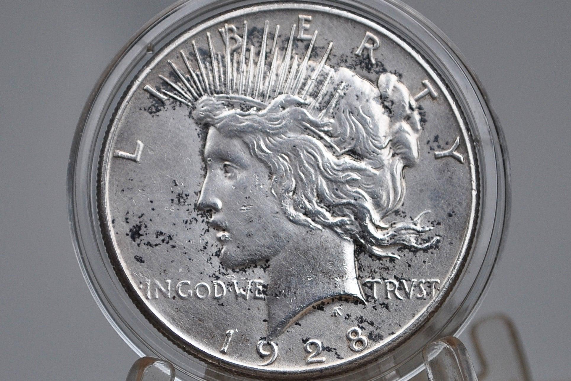 1928 Peace Dollar, Key Date - Uncirculated Details, Cleaned - Philadelphia Mint - 1928 P Silver Dollar Key Date 1928 Peace Dollar (Copy)