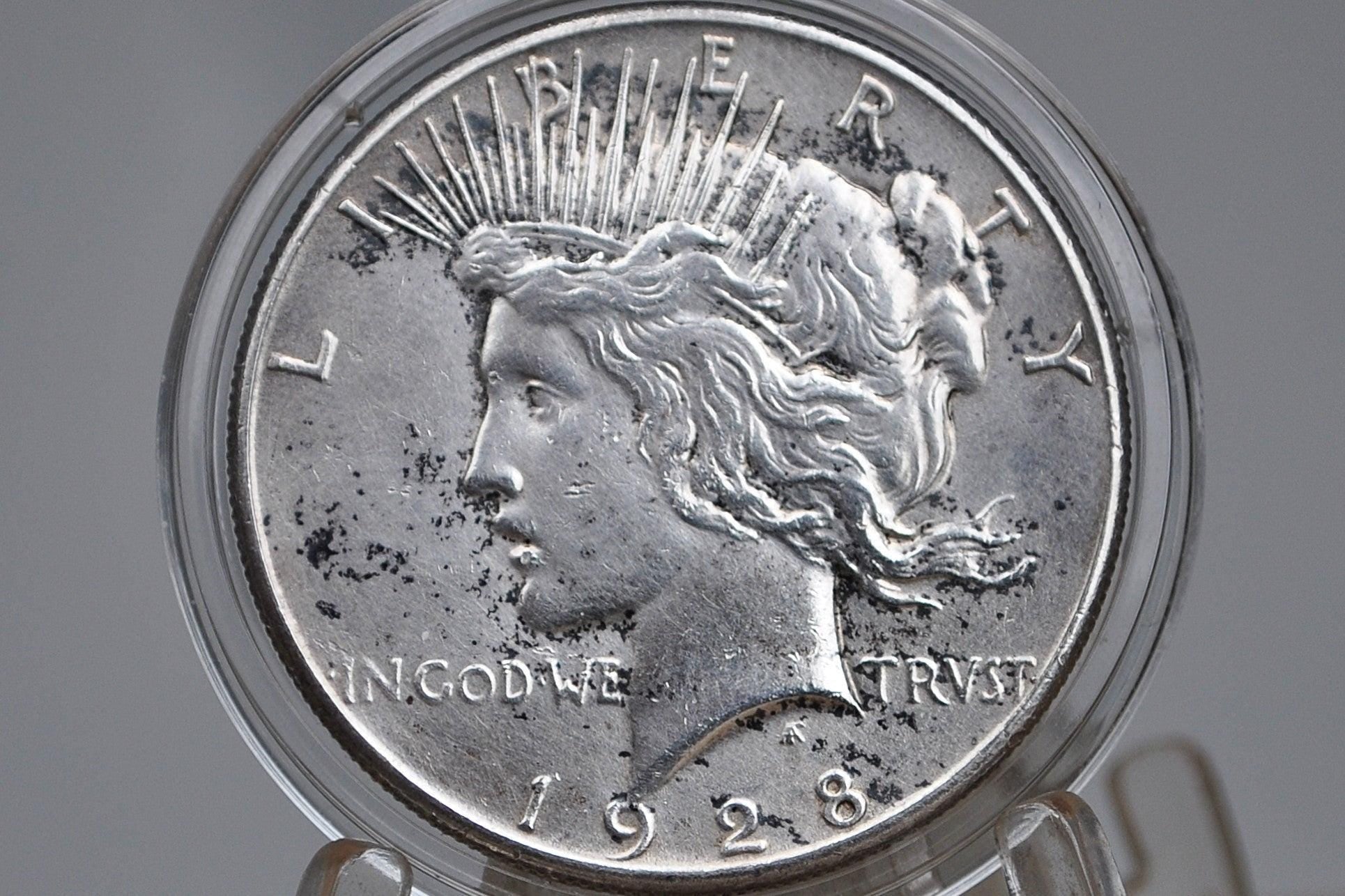 1928 Peace Dollar, Key Date - Uncirculated Details, Cleaned - Philadelphia Mint - 1928 P Silver Dollar Key Date 1928 Peace Dollar (Copy)