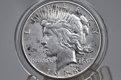 1928 Peace Dollar, Key Date - Uncirculated Details, Cleaned - Philadelphia Mint - 1928 P Silver Dollar Key Date 1928 Peace Dollar (Copy)