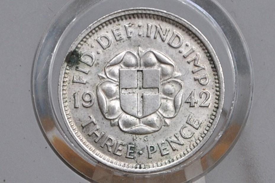 1941 UK 3 Pence Silver - Great Condition - Great Britain Silver Threepence 1941 Silver 3 Pence - King George IV - Great for Jewelry