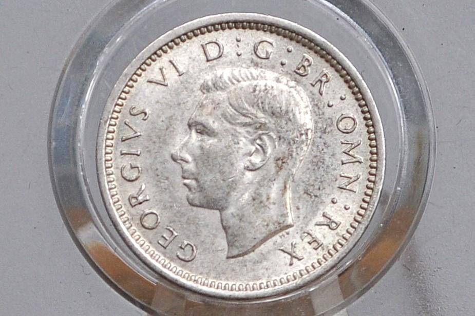 1941 UK 3 Pence Silver - Great Condition - Great Britain Silver Threepence 1941 Silver 3 Pence - King George IV - Great for Jewelry