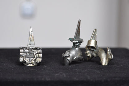 Antique Pewter Nursery Rhyme Candle Holders - Canadian Pewter - Seagull Pewter - Cow Jumped Over Moon, Humpty Dumpty, Mother Goose