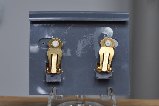 Vintage Enamel Norma Jean Gold-Tone Frog on Lilypad Earrings - Golden Frog and Lilypad Earrings - Enamel Frog Earrings