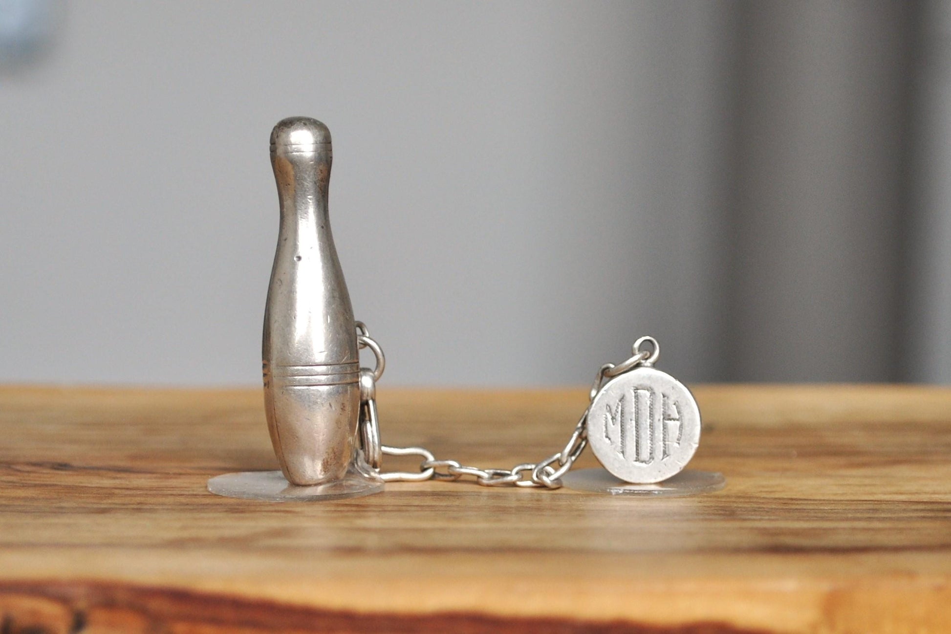 Vintage Napier Sterling Silver Bowling Pin Keychain - Signed Napier Sterling - 925 Napier Bowling Keychain