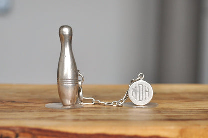 Vintage Napier Sterling Silver Bowling Pin Keychain - Signed Napier Sterling - 925 Napier Bowling Keychain