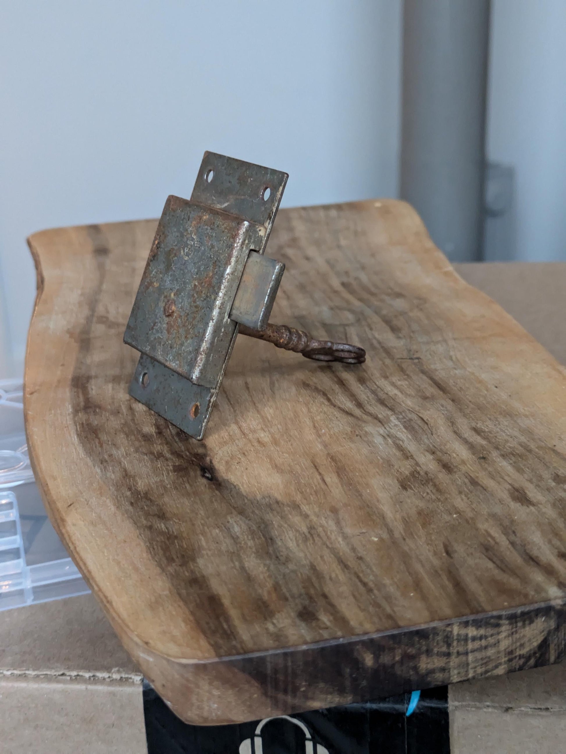 Antique Eagle Lock Company Cupboard/Cabinet Door Lock and Key - Eagle Lock Company Cabinet Lock - Eagle Lock Company Cupboard Lock