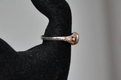 Dainty 925 Turquoise Floral Design Ring - Size 6.5 - Irregularly Shaped Ring - Bent Turquoise Ring