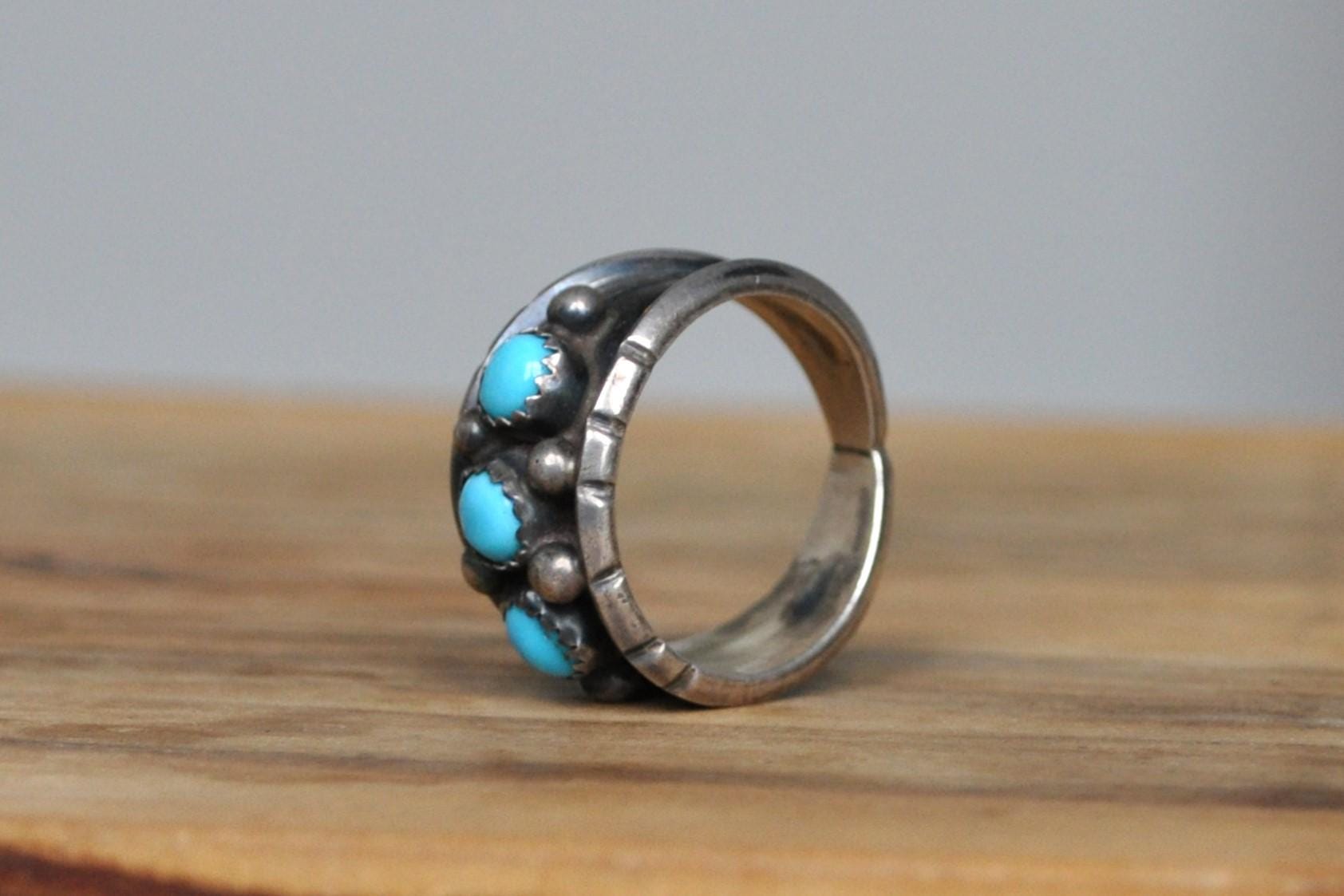 Vintage Navajo Turquoise Stone Ring - Size 8.5 - Native American Jewelry - Turquoise Ring