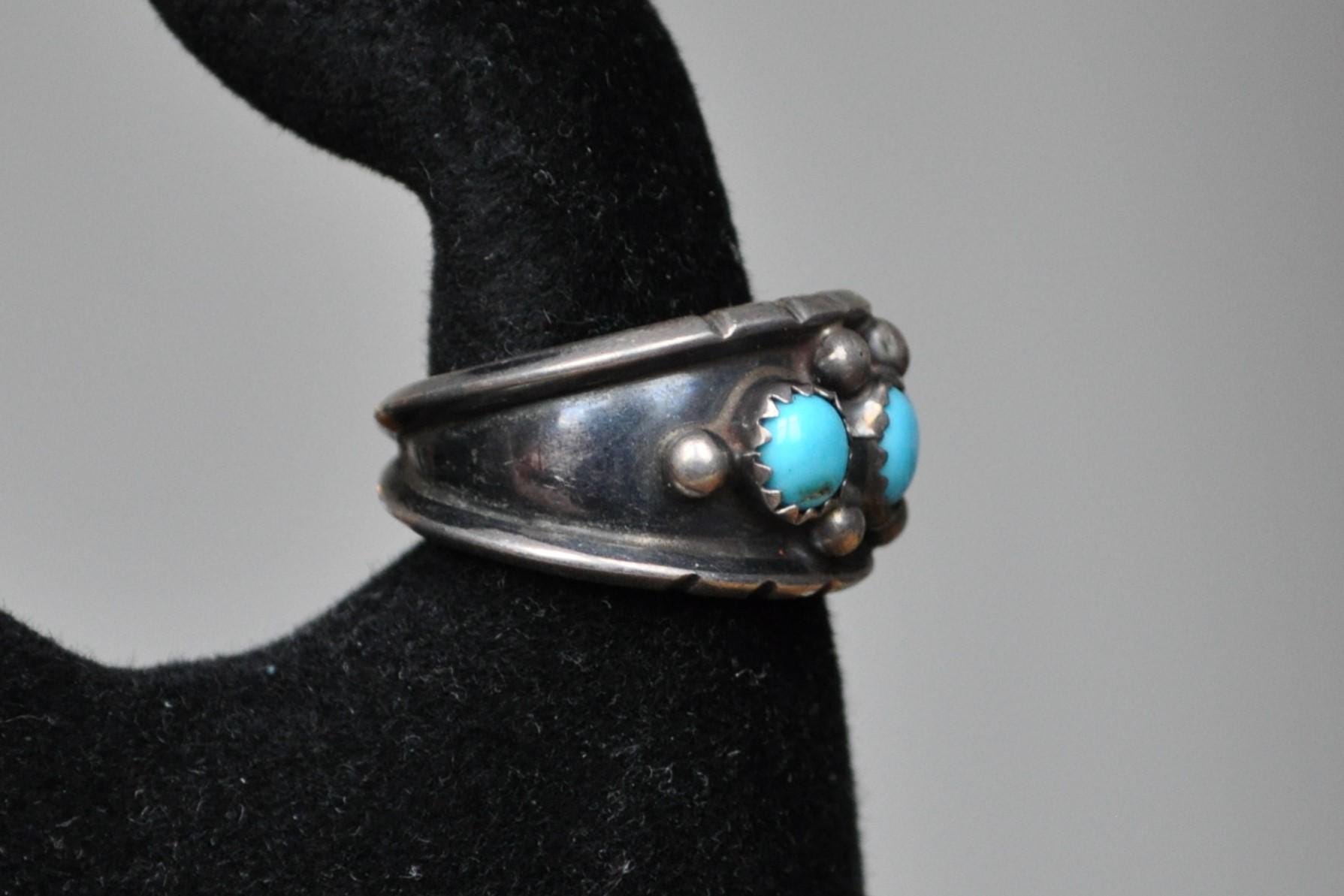Vintage Navajo Turquoise Stone Ring - Size 8.5 - Native American Jewelry - Turquoise Ring