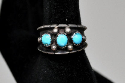 Vintage Navajo Turquoise Stone Ring - Size 8.5 - Native American Jewelry - Turquoise Ring