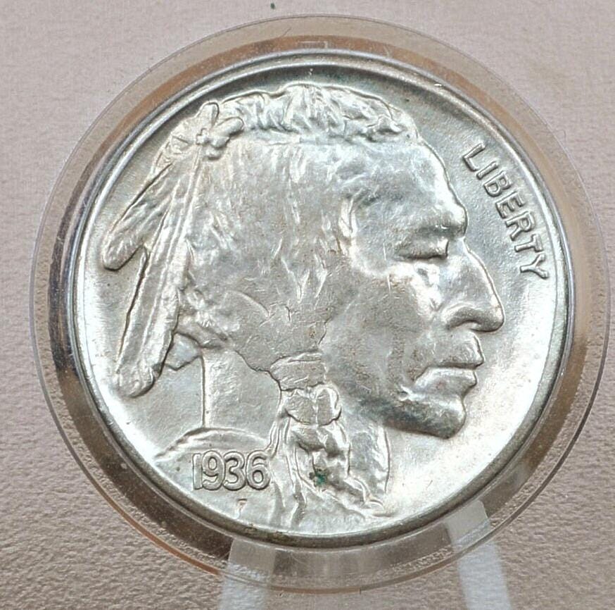 1936-S Buffalo Nickel - Choose by Grade VF-BU (Very Fine to Uncirculated) - San Francisco Mint - 1936 S Indian Head Nickel 1936 S